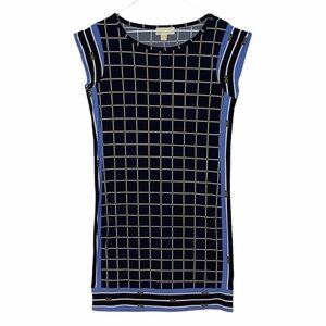 MICHAEL MICHAEL KORS Women Shift dress Mini Black Blue White Gold Small NEW